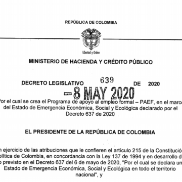 Decreto 639 del 8 de mayo de 2020